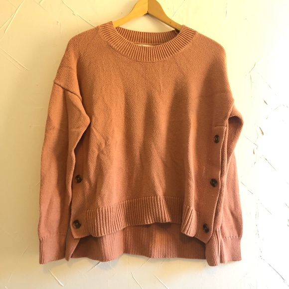 Madewell Brownstone Side-Button Sweater in Dusty Clay Size XS - Picture 3 of 7